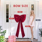 Red Bow Birthday Decorations Coquette Party Backdrop Big Bow Themed Room Large Bows Wall Decor Ormanents Giant Door Ribbon Velvet Wedding Bachelorette Baby Shower Bridal Christmas Tree Decoration - Image 3