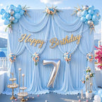 10x10ft Baby Blue Photo Backdrop Curtains for Parties Baby Shower Wrinkle Free Polyester Photoshoot Curtains Drapes Backdrop for Boy Birthday Party Gender Reveal Photography Background 2 Panels 5x10FT - Image 5
