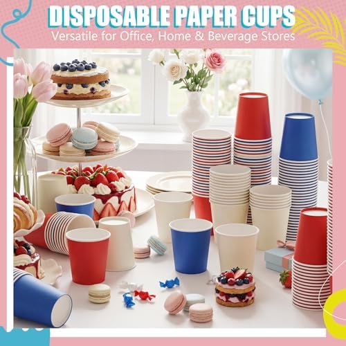 300 Pack 8 oz Disposable Patriotic Paper Cups Veterans Day Red White Blue - Image 5