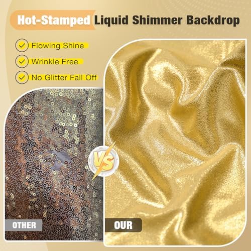 10x10FT Gold Sequin Backdrop Curtain for Party - 2 Panels 5x10FT Wrinkle-Free Shimmer Drapes for Birthday, Wedding, Christmas, Decorations & Photography - Image 2