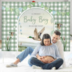MEHOFOND 10x7ft Mallard Duck Baby Shower Backdrop Duck Hunting Boy Baby Shower Party Decorations a Sweet Baby Boy is on his Way Photography Background It's a Boy Party Supplies Photo Booth Props - Image 4