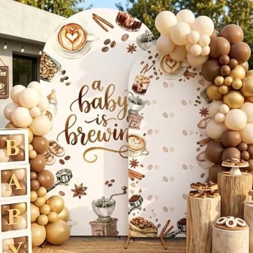 Serencatcher 7.2ft 6ft A Baby is Brewing Arch Backdrop Covers Set of 2 - Image 2