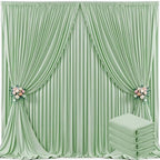 4 Panels Sage Green Backdrop Curtain for Wedding Baby Shower Wrinkle Free 20ft x 10ft Backdrop Drapes Panels for Parties Bridal Shower Birthday Photo Photography Polyester Fabric Background Decoration by Suppromo