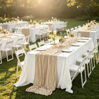 16 Pack Beige Cheesecloth Table Runner 35x120 Inch Boho Gauze Cheese Cloth Table Runners, 10 FT Long Rustic Sheer Beige Table Runner for Wedding Bridal Baby Shower Birthday Party Table Decorations - Image 7