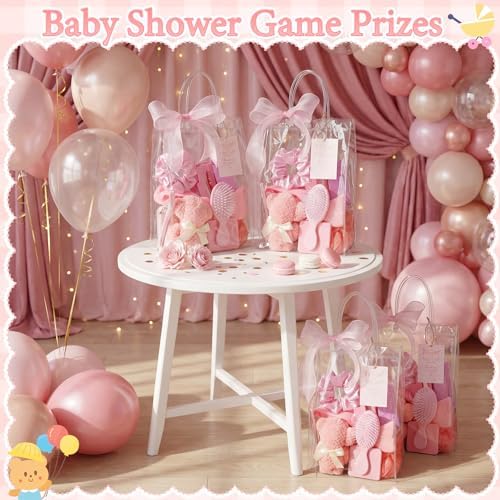 Aliceset 92 Pcs Baby Shower Prizes for Game Party Winners Baby Shower Favors Gifts Includes Hair & Beauty Accessories Jewelry Box with Gift Bag for Gender Revealed Wedding Bridal Party Favors(Pink) - Image 7
