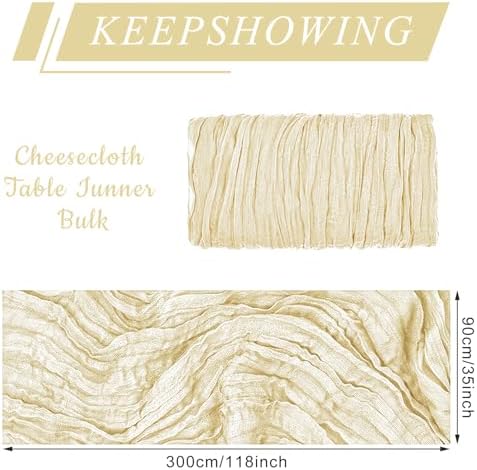 12 Pack Cheesecloth Table Runner, Runner Gauze Boho Wedding Decor Romantic Table Runner for Wedding Birthday Party(35" x 118") (Beige) - Image 2