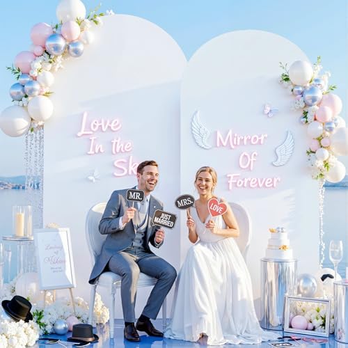 White and Beige Arch Backdrop Cover 7.2FT 6FT Wedding Arch Covers Set of 2 Arches Covers Stretchy Backdrop Spandex Fitted Double-Color Fabric Backdrops for Party Baby Shower Birthday Decoration - Image 5