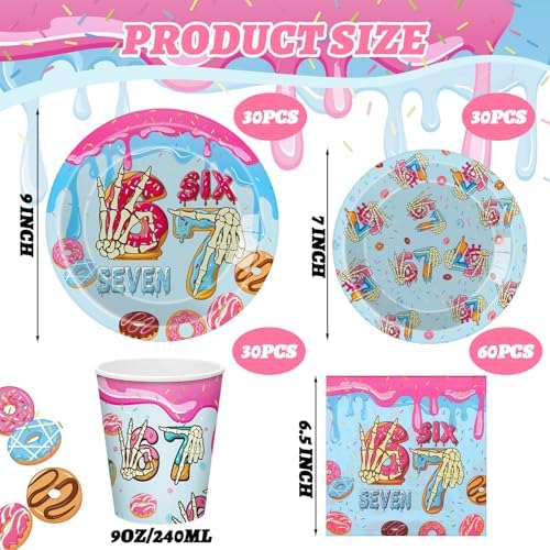 Suclain 150 Pcs 6 7 Birthday Doughnut Party Tablewear - Image 2