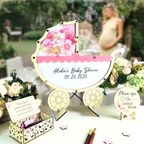 Baby Shower Guest Book Alternative Pink Stroller Drop Box Frame 2026 - Image 4