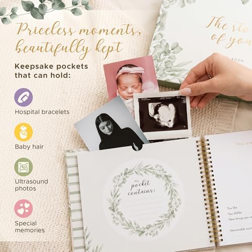 Baby Memory Book & Newborn Keepsake Journal First Year Memory Book for Boy or Girl Gender Neutral Milestone Book with 24 Stickers Perfect First Mothers Day Gift - Image 4