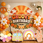 4 Pcs 24 Inch Large Hippie Photo Booth Props Retro Groovy Cardboard Cutout Party Decorations Boho Bus Daisy Peace Sign Hand Rainbow Frame Backdrop for 60s 70s Hippie Baby Shower Party Supply - Image 6