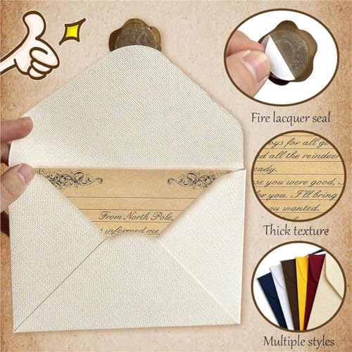 Envelopes 30 Linen Patterned Kraft Paper Envelopes with Wax Seals for Invitations - Image 6