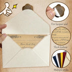 Envelopes 30 Linen Patterned Kraft Paper Envelopes with Wax Seals for Invitations - Image 6