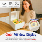 MT Products White Cake Boxes 8" x 8" x 5" - Elegant Bakery Boxes with Window (Pack of 25) - Made in the USA - Image 3
