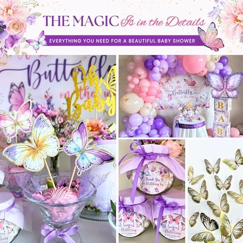 195 Pc Butterfly Baby Shower Decorations, A Little Butterfly Is On The Way - Image 6