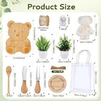 38Pcs Baby Shower Prizes for Game Winners Bamboo Cheese Board Fork Butter Spreaders Coasters Towel Artificial Potted Plant Gift Bag for Baby Shower Bridal Shower Favors (4 Sets, Bamboo Bear Shaped) - Image 3