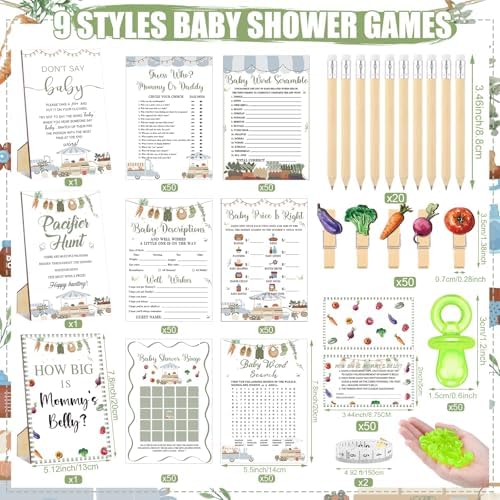 476 Pcs Locally Grown Baby Shower Games, 9 Style Baby Shower Activities - Image 3