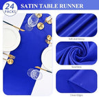 24 Pack Royal Blue Satin Table Runners, 12 x 108 Inch Table Runners for Rectangle Round Tables,Smooth Satin Table Runner for Wedding,Birthday Party Banquets Graduation Engagements Decoration - Image 2