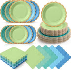 Zhehao 150 Pcs Blue Green Paper Plates Napkins Serves 50 by Zhehao