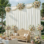 Ivory Satin Backdrop Curtains 4 Panels - Glitter Photo Drapes for Baby Shower, 20x10FT Shimmer Back Drop Cloth, Wrinkle Free for Birthday Party Prom Wedding Stage Background - Image 4