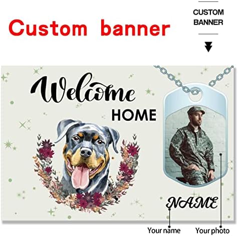 Custom Welcome Home Banner Decoration,Dog Theme Welcome Back Home Yard Sign for Outdoor Decor, Military Homecoming Deployment Returning Party Supplies(6x9ft) - Image 2
