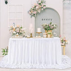 White Table Skirt Chiffon 9FT Sheer Tablecloth for Birthday Party Sweetheart Cake Table Decoration Wedding Table Skirt 2 Layer - Image 3
