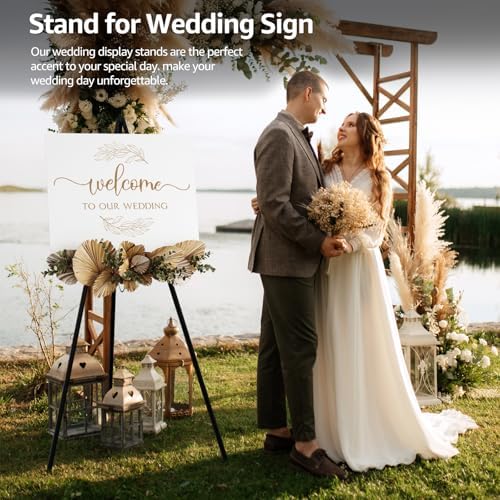 NianFeng Wooden Easel Stand for Sign, Easel Display Stand Floor for Wedding Sign with Adjustable Tray, 63-Inch, Tripod A-Frame Poster Light Duty, Welcome, Art Show & Baby Shower (Black) - Image 6
