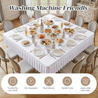 Wish Care White Spandex Tablecloths for 60x60 Inch Square Tables, Stretch Fitted Table Clothes with Pleated Ruffle Skirt for 60” Table, Wrinkle Free and Elastic, for Party Kitchen Home Dining - Image 6