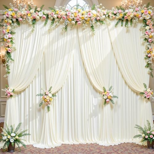 20ft x 10ft Wrinkle Free Ivory Wedding Backdrop Curtains for Party Bridal Shower Reception Decorations Ivory Fabric Curtain Backdrops Drapes for Photography Baby Shower Birthday Background - Image 2