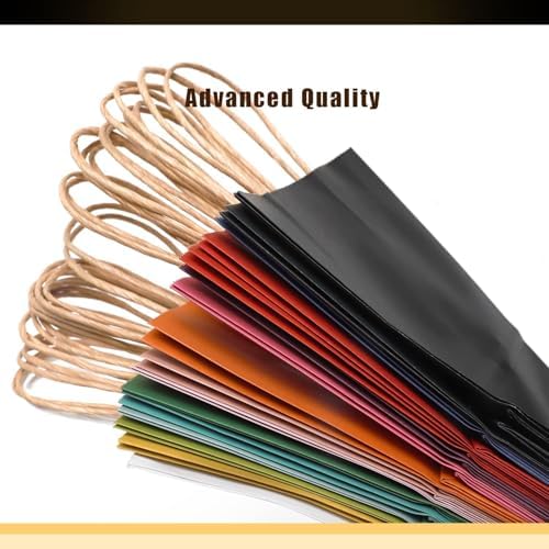 qiqee 64-Packs Paper Bags with Handles Bulk 7.6"x4.75"x10.5" Medium Gift Bags 16 Different Senior Color Bags Multiple Uses（Medium Size） - Image 3