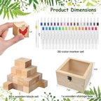 144 Pcs Baby Shower Game Sign Kit, Baby Shower Blocks Games Sets, Includes 50 DIY Blank Wooden Blocks, 41 Stencils, 36 Paint Markers, 15 Advice Cards, 1 Storage Box and 1 Wooden Sign - Image 2