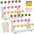 Tuanse 2 Pack Wooden Cake Pop Stand 3 Tier Cake Pop & Lollipop Display Holder with 100 Treat Bags Lollipop Sticks and Gold Twist Ties for Dessert Table Wedding Baby Shower Birthday Party(Wood) by Tuanse