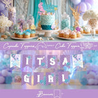 Hombae Mermaid Baby Shower Decorations Include Our Little Mermaid Is on the Way Backdrop, Balloon Garland, Banner, Tablecloth, Cake Topper, Box for Girls Ocean Under the Sea Baby Shower, 122 PCs - Image 4