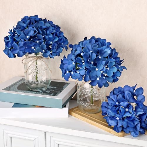 10 Set Mason Jars Centerpieces with Hydrangea - Royal Blue - Image 6