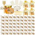 IIKUM 60 Pack 1.5 oz Hexagon Mini Glass Honey Jars with Wooden Dippers, Bee Pendants, Gift Bags, Thank You Cards, Jutes and Cute stickers- Perfect for Baby Shower, Wedding Favors and Party Favors by CelebrateEveryMoment