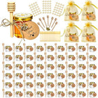 IIKUM 60 Pack 1.5 oz Hexagon Mini Glass Honey Jars with Wooden Dippers, Bee Pendants, Gift Bags, Thank You Cards, Jutes and Cute stickers- Perfect for Baby Shower, Wedding Favors and Party Favors by CelebrateEveryMoment