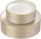 Festiva 60PCS Clear Ivory Plastic Plates with Gold Rim - Heavy Duty Fancy Disposable Plates - Serve for 30 Guests Include 30PCS 10.25" & 30PCS 7.5" Honeycomb Design Plates for Bee Party & Thanksgiving by Festiva
