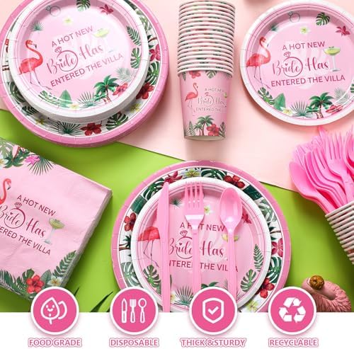 Yungyan 252 Pcs New Bride Bachelorette Party Tableware Set Included Plates Napkins Cups Forks Knives Cutlery for Party Decorations Supplies 36 Guests - Image 3