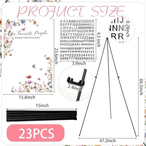 Pinkunn Wildflower Wedding Seating Chart with Easel Display Stand 15.8 x 23.6 Inch Wooden Rustic Seating Chart Board Please Find Your Seat Sign for Baby & Bride Shower Wedding Sign Decor - Image 6