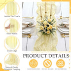 6 Pcs Butter Yellow Cheesecloth Table Runner 118" Cloth Runner - Image 4