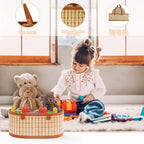 Mapaim 4 Pack Baskets for Gifts Empty,Large Gift Basket Kit with Cellophane Wrap & Bows, Woven Bamboo Gift Baskets with Handles, Ready to Gift Set for Birthday, Holiday, Baby Shower, Easter（Oval） - Image 6