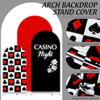 FYSUIMU 3 Pcs Casino Night Arch Backdrop Covers Black Red Dice Playing Card Stretchy Spandex Arch Stand Fabric Cover for Vegas Themed Game Night Poker Birthday Party Decor (4ft/5ft/6ft) - Image 3