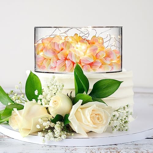 Sunnyray 2 Pcs Acrylic Cake Stands for Dessert Table Clear Fillable Cake Riser Cupcake Tier with LED Strings for Birthday Wedding Holiday Party Display(12'', 14'') - Image 6