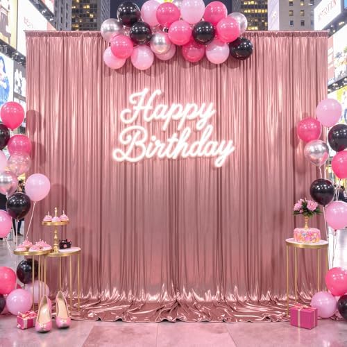 10x10ft Rose Gold Backdrop Curtains Wedding Party Glitter Sequin Curtain Backdrop Fabric Shimmer Drapes Backdrop Bridal Baby Shower Birthday Christmas Photoshoot Background Photography 5x10FT，2 Panels - Image 2