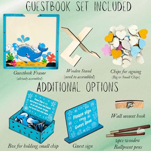 Ocean Whale Baby Shower Guest Book Alternative Drop Box Frame Under the Sea - Image 7