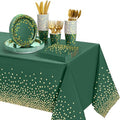 Tegeme 256 Pcs Dark Green and Gold Dot Party Supplies Paper Plates Napkin Tablecloth Set Disposable Cup Fork Knives Spoon Serve 36 Dinnerware for Birthday Wedding Aniversary Baby Shower Decoration by Tegeme