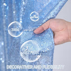 Birthday Backdrop Curtain Baby Blue Shimmer Sequin Backdrop Drapes 6x8FT - Image 2