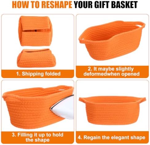 Hoolerry 8 Set Halloween Basket with Handles Cotton Rope Woven 12"x 8" x 5" - Image 5