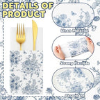 Potchen 100 Pcs Linen Feel Napkins Disposable, Something Blue Floral - Image 2