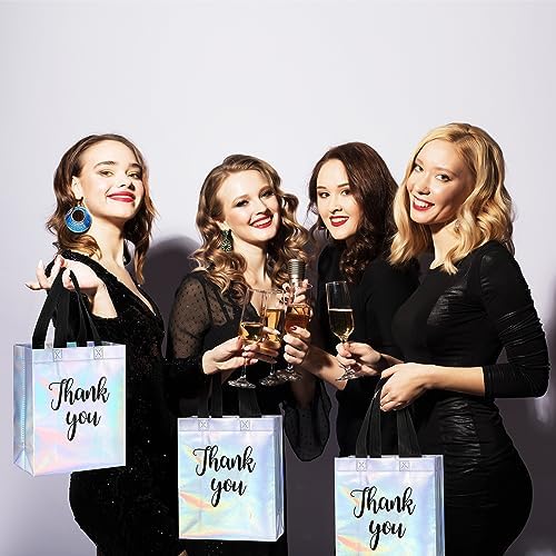 Fumete 50 Pcs Iridescent Glossy Thank You Gift Bag with Handles - Image 6